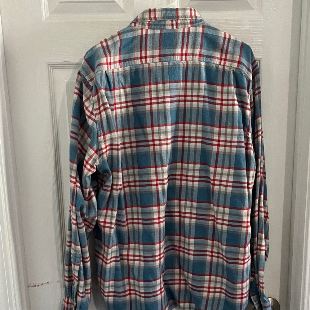 J. Crew Blue, Red and White Plaid Flannel Shirt - Picture 4 of 4